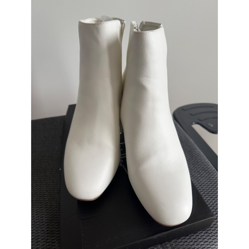 Rouge Helium Cameron-01 White Ankle Boots Square Toe Block Heel Womens 8